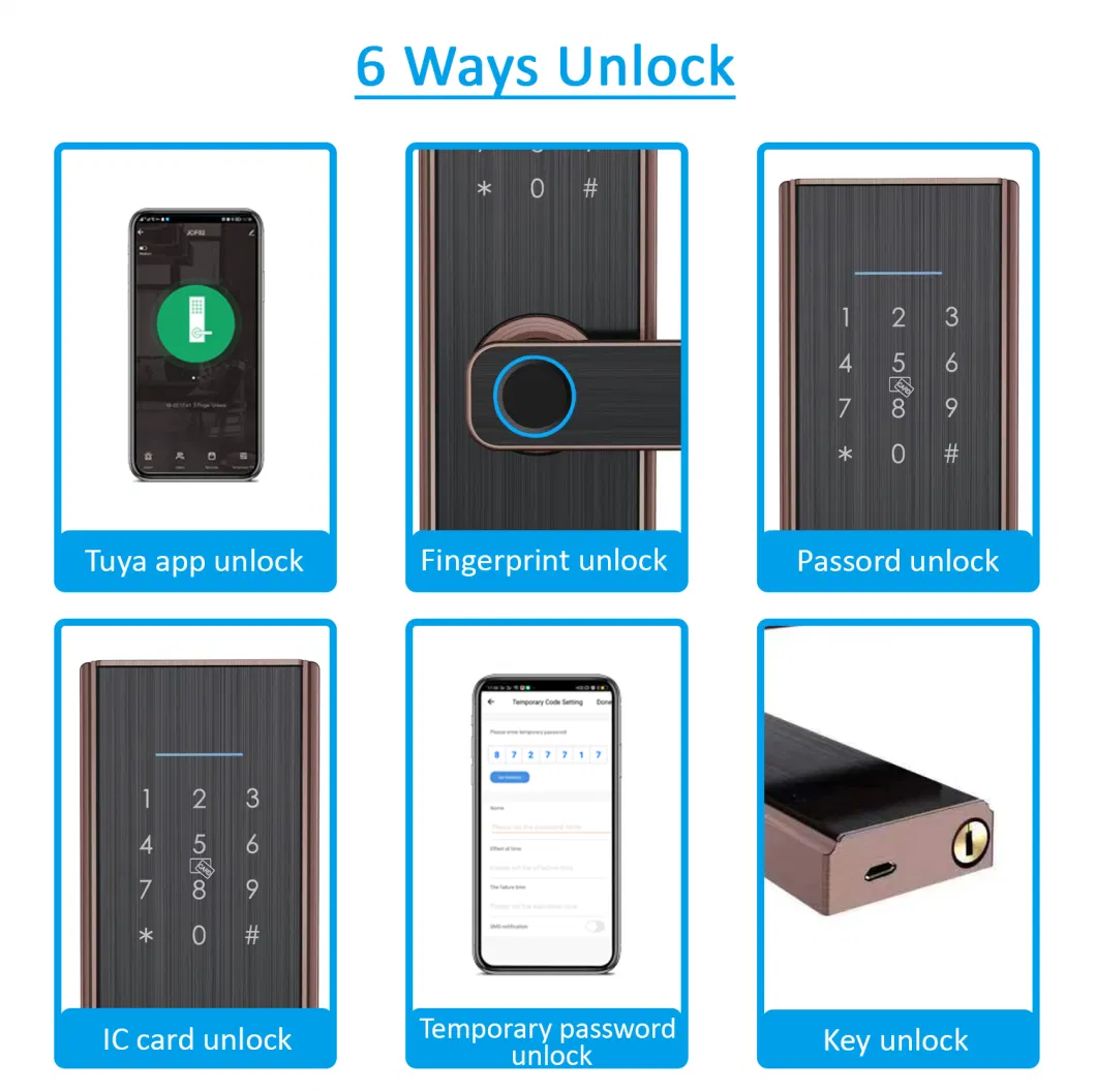 Office Tuya Smart WiFi Digital Electronic Lock with Fingerprint Reader on Handle