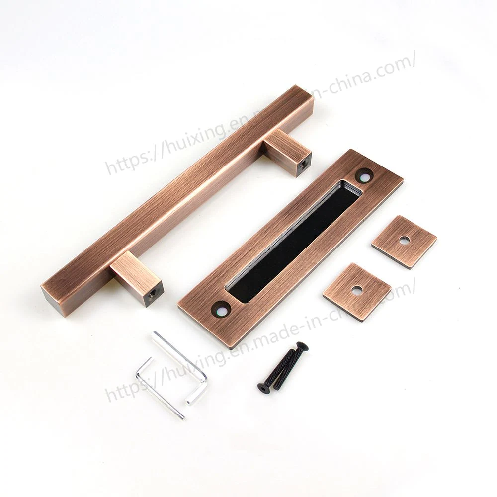 High Quality Custom Design Bronze Square Tube Antique Copper Barn Door Hardware Handle Modern