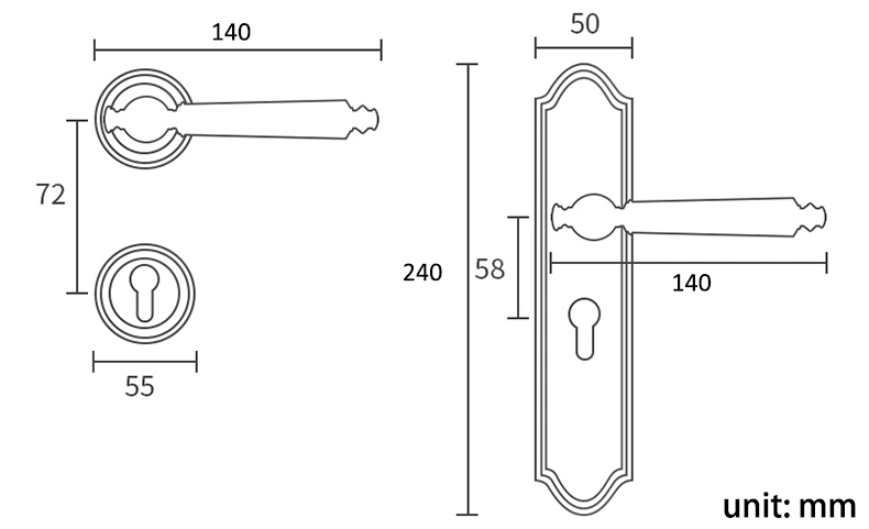 Koppalive European Copper Interior Bedroom Mute Brass Door Lock Split Modern Door Handle