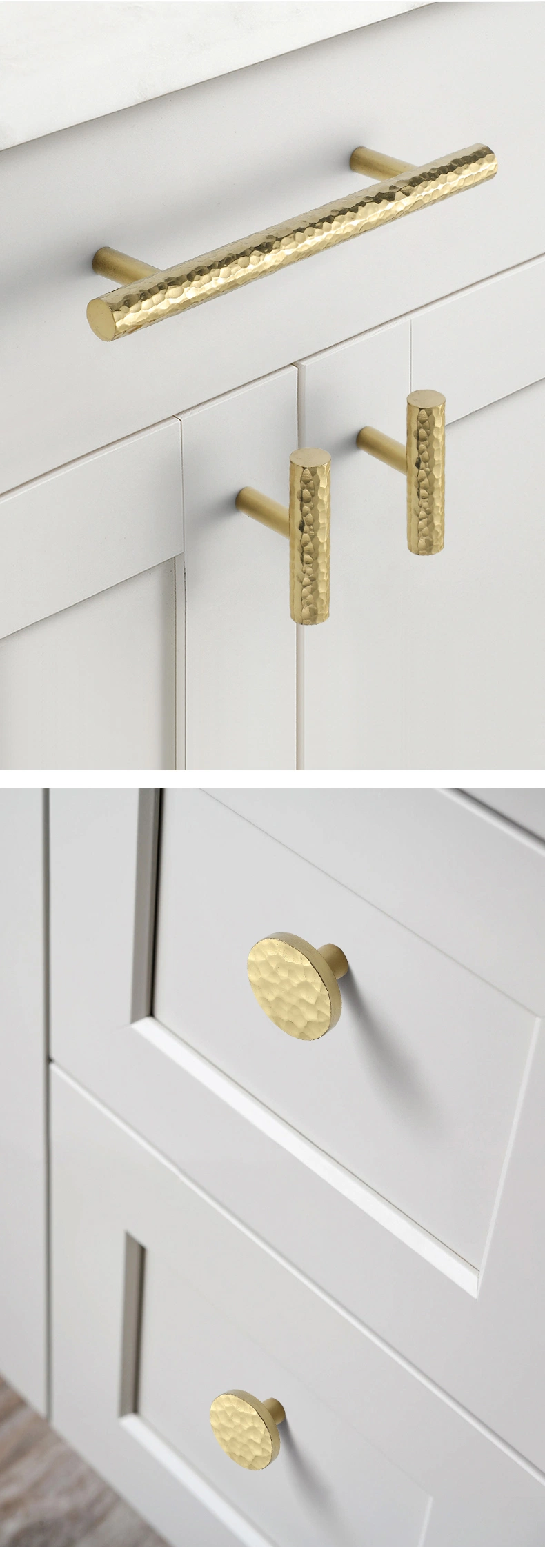 Koppalive Brass Hammered Pattern Furniture Pull Clothes Cupboard Door Drawer Kitchen Unit Handle Knob