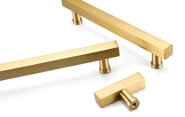 Koppalive Square Drawer Pull Gold Furniture Cabinet Handles Brass Kitchen Door Handle and Knob