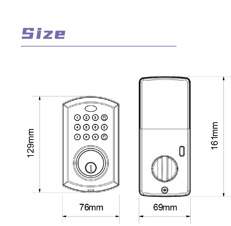 American Deadbolt Numeric Keypad Password Door Lock WiFi Graffiti APP High Security Digital Lock