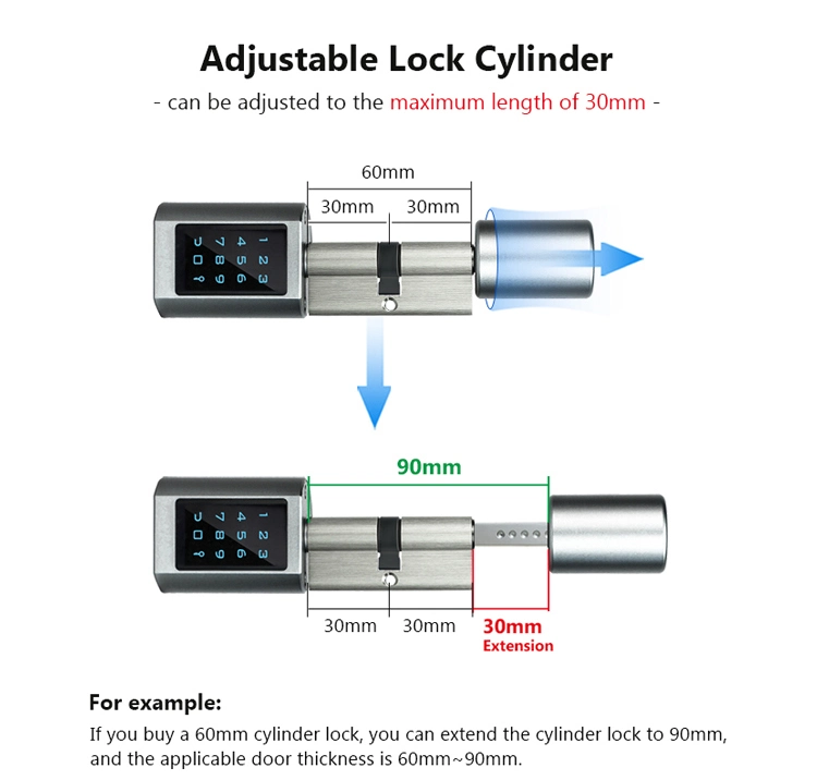 New Arrival Ttlock APP Bluetooth Electronic Door Cylinder Lock with Digital Keypad