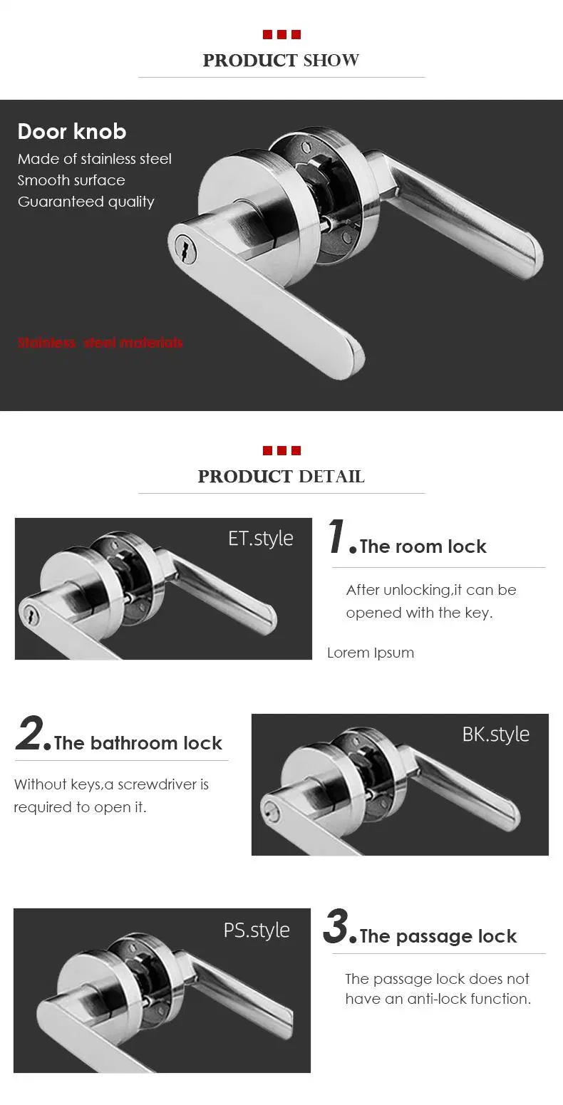 Door Lock Bathroom Door Lock Latch Handle Knob Locks for Door Hardware