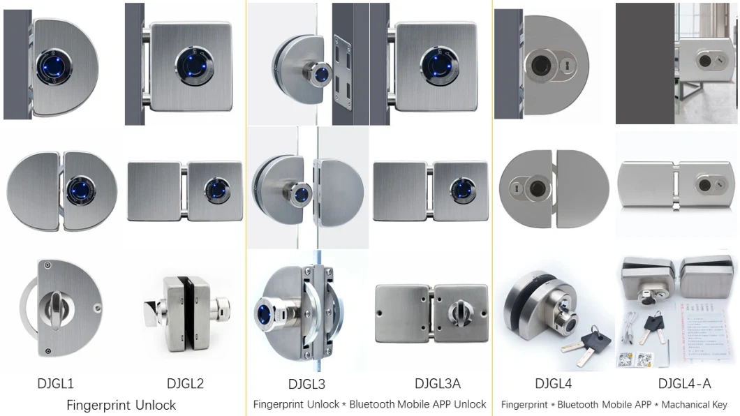 Glass Door Stainless Steel Safe Electric Fingerprint Smart Lock Handle