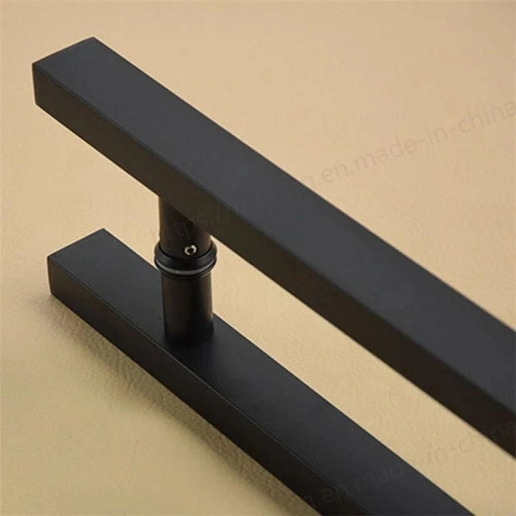 Square Rectangle Flat Shape Bar Black 304 Stainless Steel Glass Door Shower Room Back to Back Pull Handle