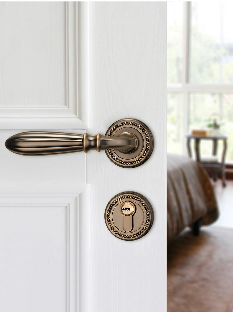 Wholesale Vintage Style Bedroom Zinc Alloy Round Door Handle Interior Wooden Door Room Door Lock Set