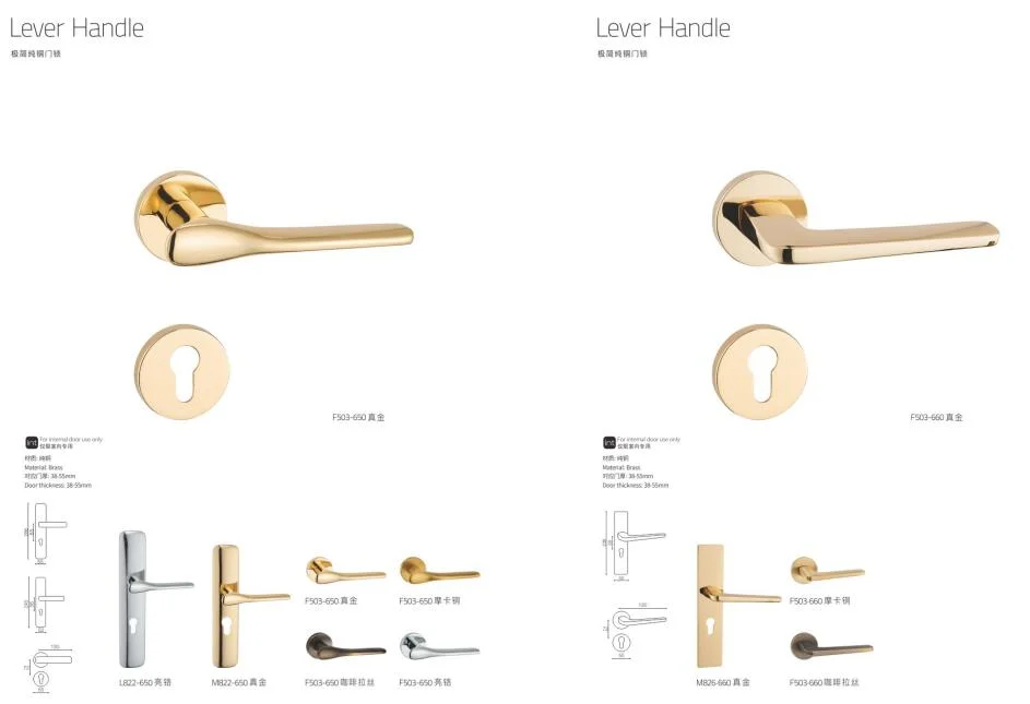 Pure Brass Door Lock Lever Handle F503-680