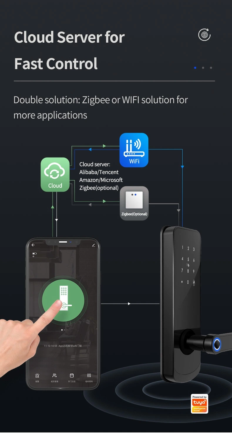 OEM Cutomizied with Tuya APP Fingerprint Cylinder Smart Door Lock