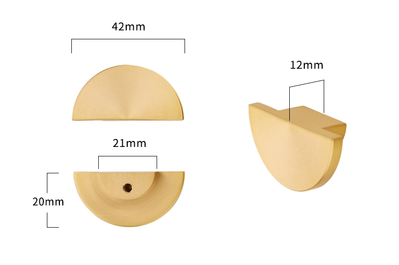 Small Brass Half Moon Handle Gold Cabinet Door Semi Circle Knob for Furniture Drawer Cupboard