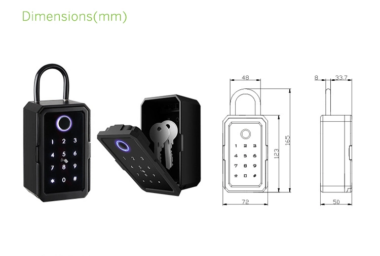 Tuya Digital Key Lock Box Weatherproof Outdoor Safe Wall Keybox Fingerprint IC Card Password Lock Home Smart Key Box