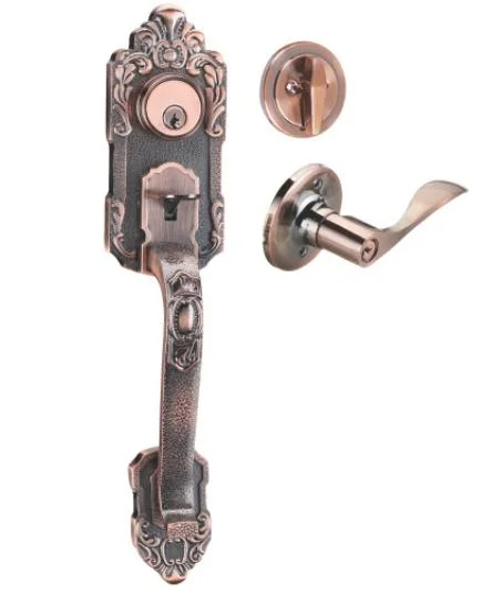 Door Locks with Deadbolt Antique Brass Front Door Handleset Bedroom Door Handle with Lock