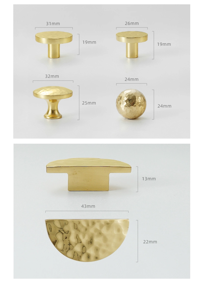 Koppalive Brass Hammered Pattern Furniture Pull Clothes Cupboard Door Drawer Kitchen Unit Handle Knob