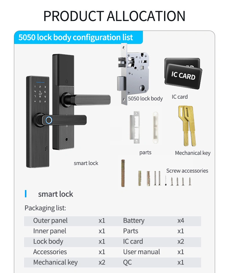 Villa Private Electronic Ttlock Smart Home Keyless Locks for Rooms