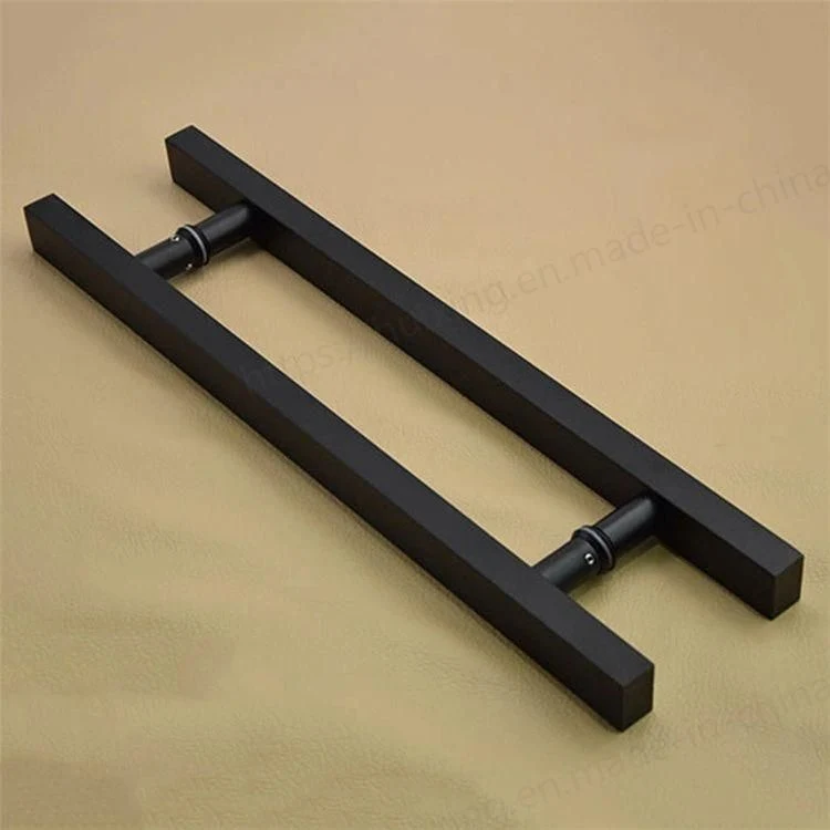 Square Rectangle Flat Shape Bar Black 304 Stainless Steel Glass Door Shower Room Back to Back Pull Handle