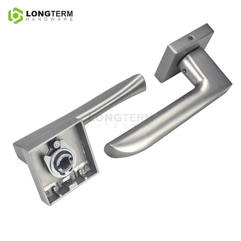 Zamak Square Rosette Mortise Levers Modern Design Interior Door Handles for Bedroom