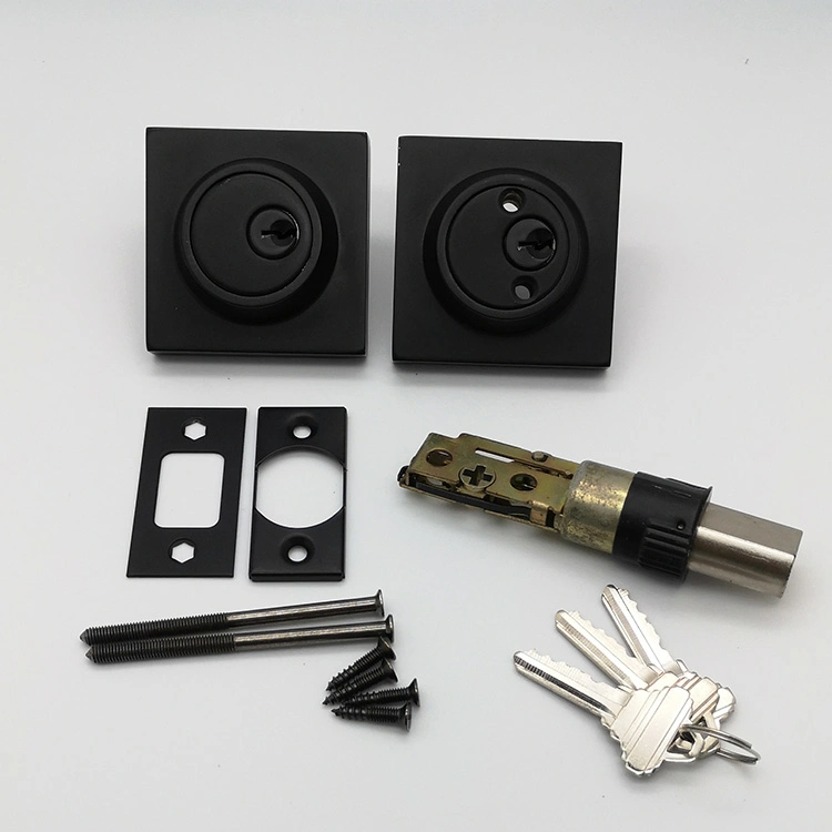 Square Black Zinc Alloy Double/Single Cylinder Deadbolt Door Lock