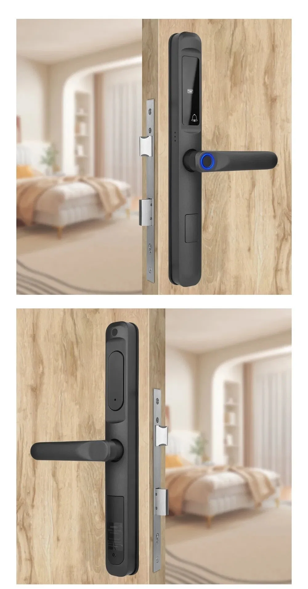 Hot Selling Rustproof Electric Luxury Fingerprint Lock Digital Security Anti Peep Hole Smart Lock for Front Door