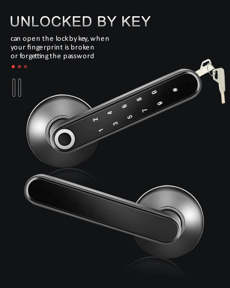 60-70mm Adjustable Latch Fingerprint Password Tuya Bluetooth Key Unlock Wooden Door Smart Lock