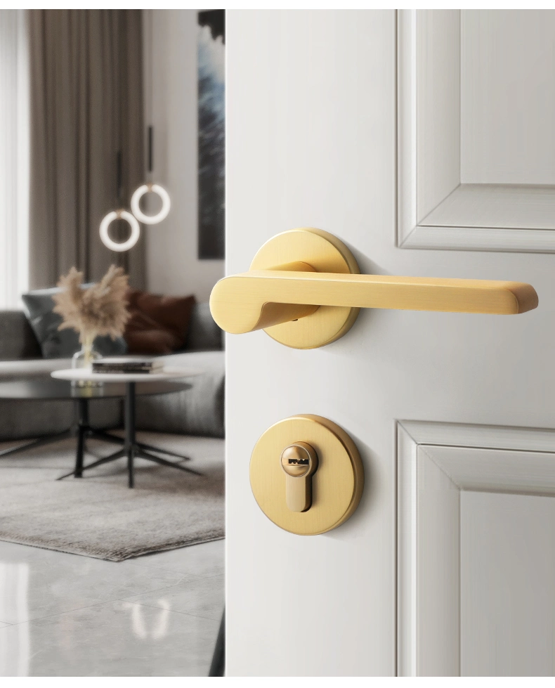 Modern Brushed Gold Aluminum Door to Home Lock