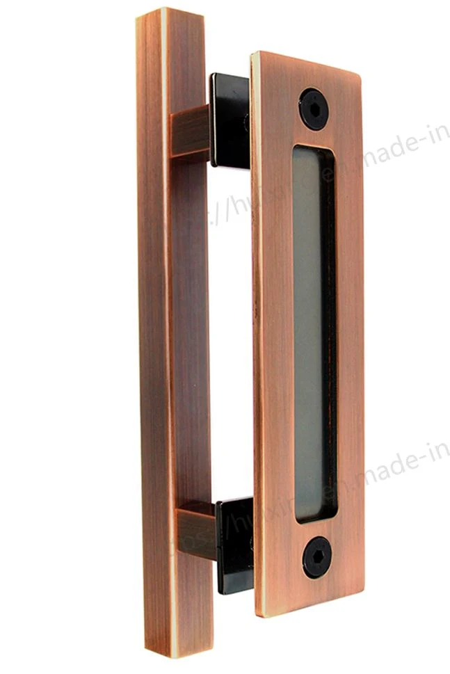 High Quality Custom Design Bronze Square Tube Antique Copper Barn Door Hardware Handle Modern