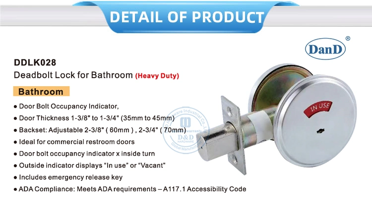 Toilet Knob Hardware Lock Cylinder ANSI Deadbolt Lock Leverset for Bathroom