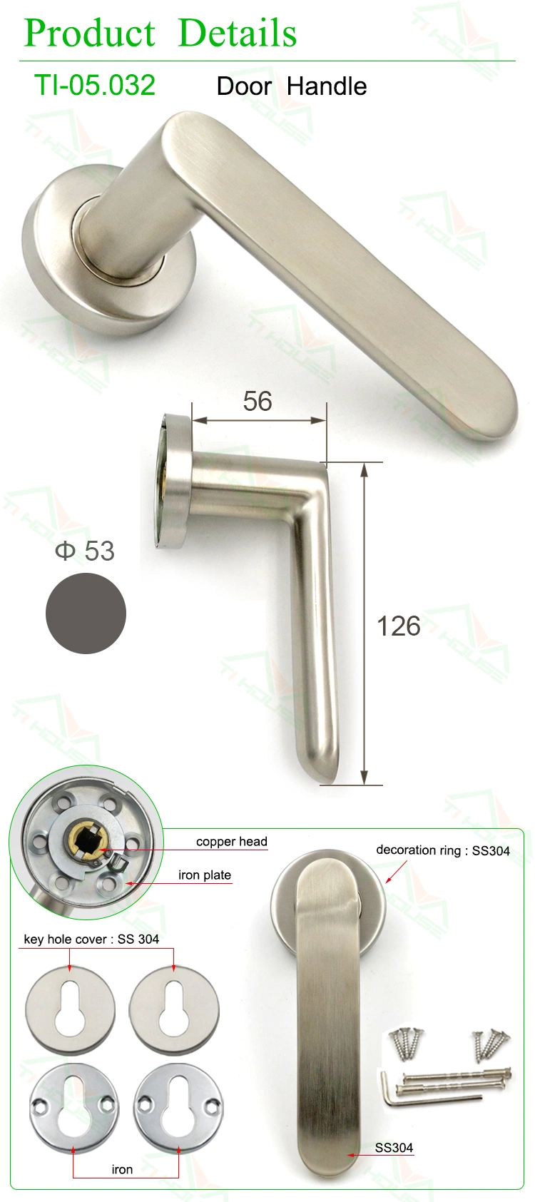 Latest Zinc Alloy Luxury Wooden Door Handle Modern Brass Lever