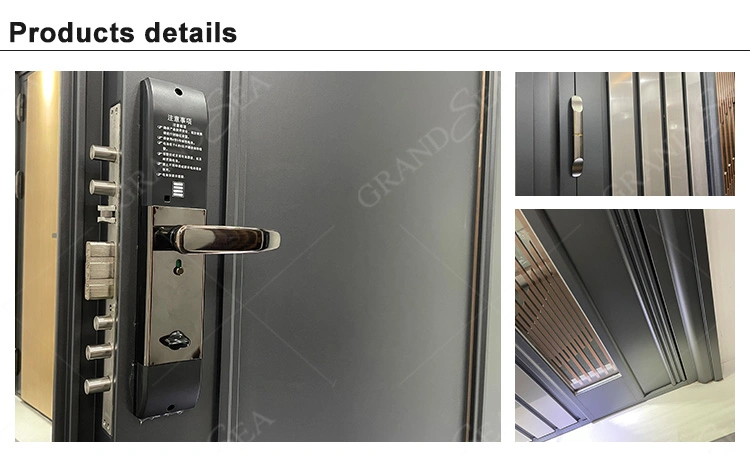 Modern Stainless Steel Anti-Theft Exterior Front Doors for High-End Hotels and Homes with Smart Lock Systems