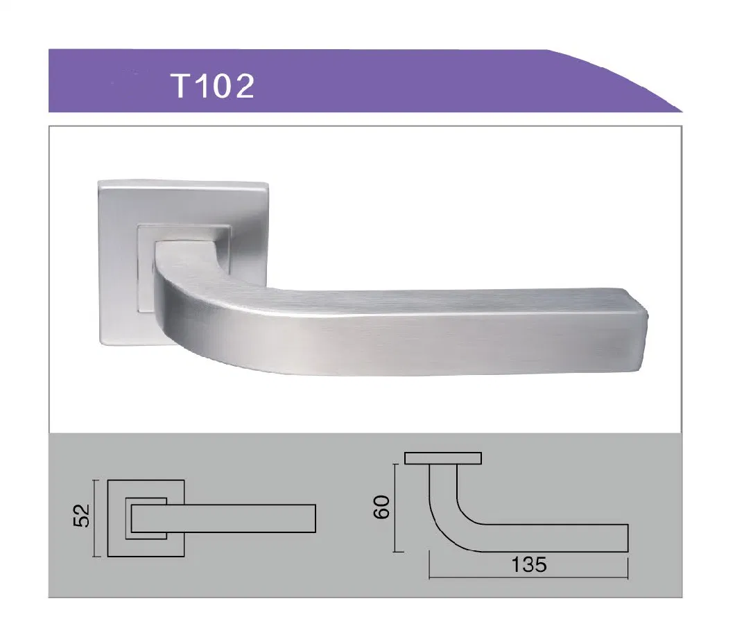 Modern Simple Design Stainless Steel Cast Square Lever Door Handle Interior Door Handle Lock Set for Wood Door