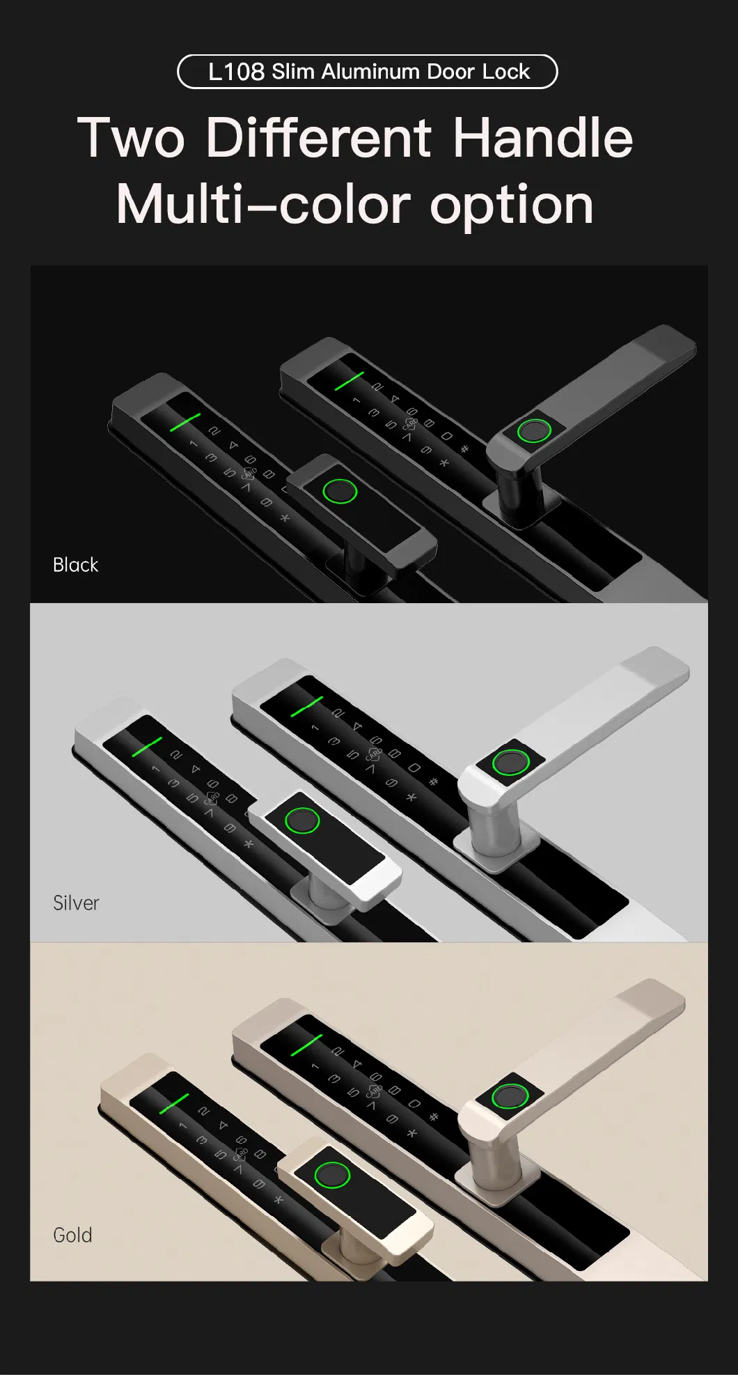 Best Quality Gold Tuya Smart Combination Door Lock APP Fingerprint Electronic Digital Door Locks