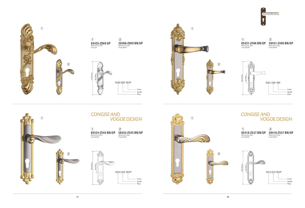 Modern Mortice Zinc Alloy Door Lock Handle