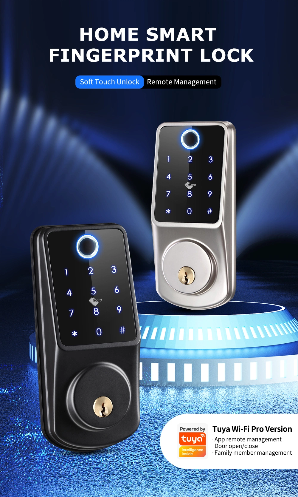 Smart Lock Thumbprint Biometric Intelligent Electronic WiFi Tuya Door Lock