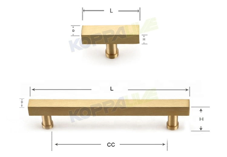 Koppalive Square Drawer Pull Gold Furniture Cabinet Handles Brass Kitchen Door Handle and Knob