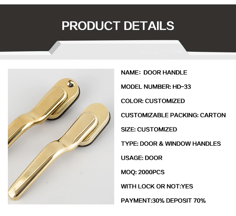 ISO9001 Ningbo LG OEM Fashion Design Privacy PVD Golden Satin Chrome Color Zinc Alloy Interior Door Lever Handle