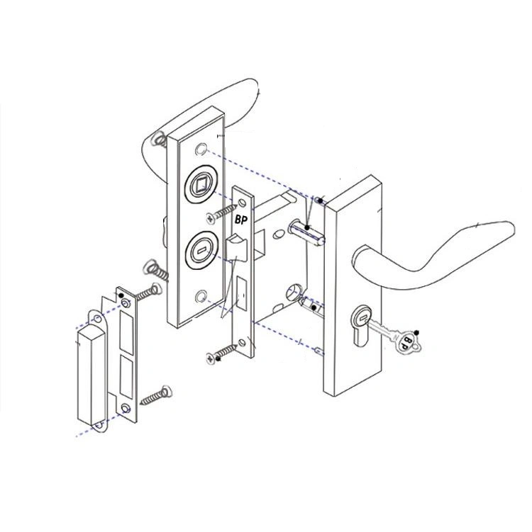 Stainless Steel Privacy Security Interior Mortise Lock Door Handle Set for Wooden Door