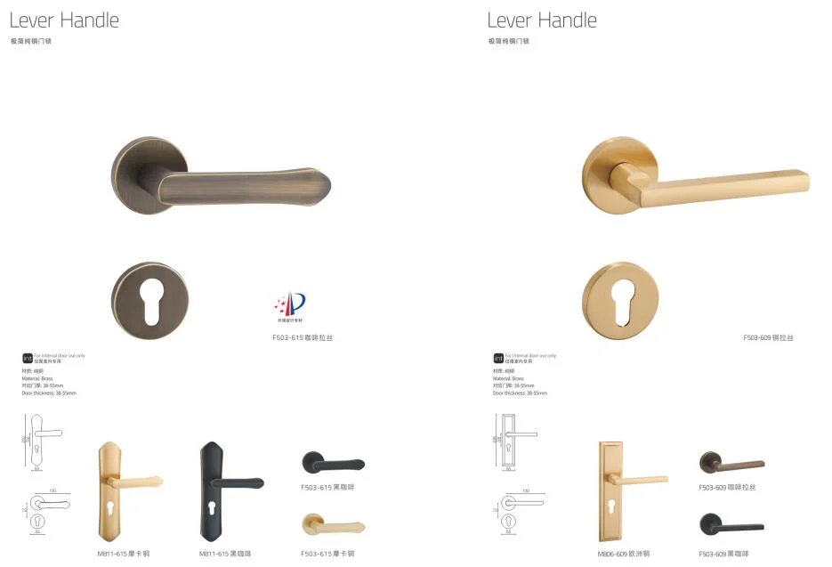 Pure Brass Door Lock Lever Handle F503-680