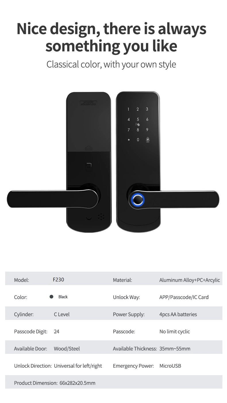 OEM Cutomizied with Tuya APP Fingerprint Cylinder Smart Door Lock