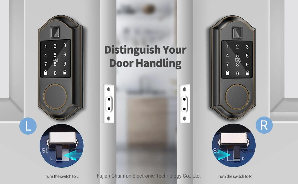 Fingerprint Door Lock, 6-in-1 Keyless Entry Door Lock with Handle, Touchscreen Keypad, Bluetooth APP, Auto Lock, IP65, Easy Installation, Electronic Digital SMA