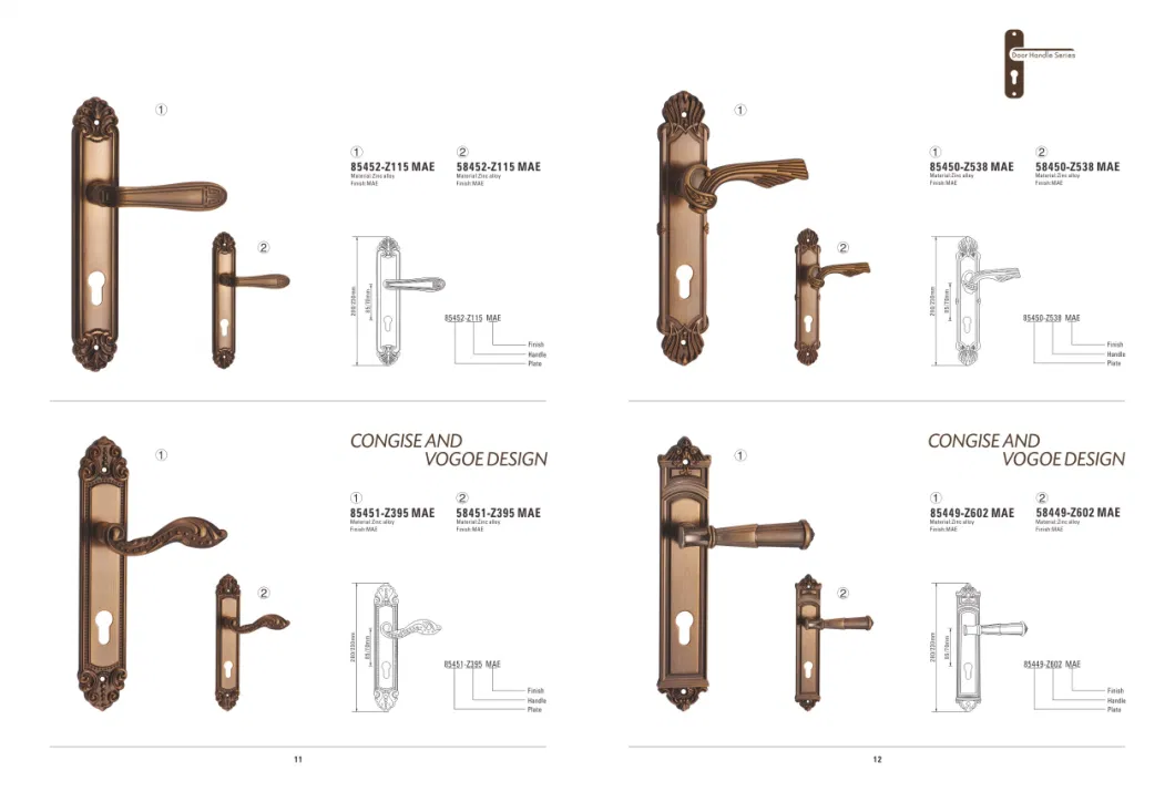 Modern Mortice Zinc Alloy Door Lock Handle