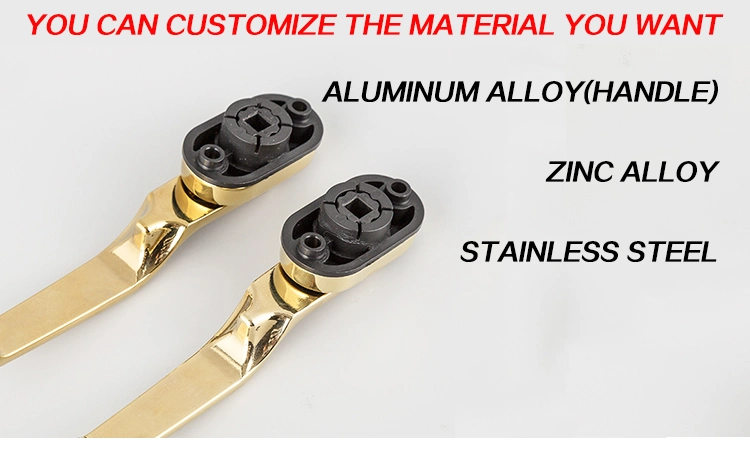 ISO9001 Ningbo LG OEM Fashion Design Privacy PVD Golden Satin Chrome Color Zinc Alloy Interior Door Lever Handle