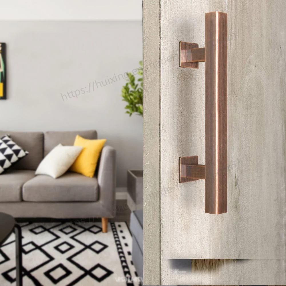 High Quality Custom Design Bronze Square Tube Antique Copper Barn Door Hardware Handle Modern