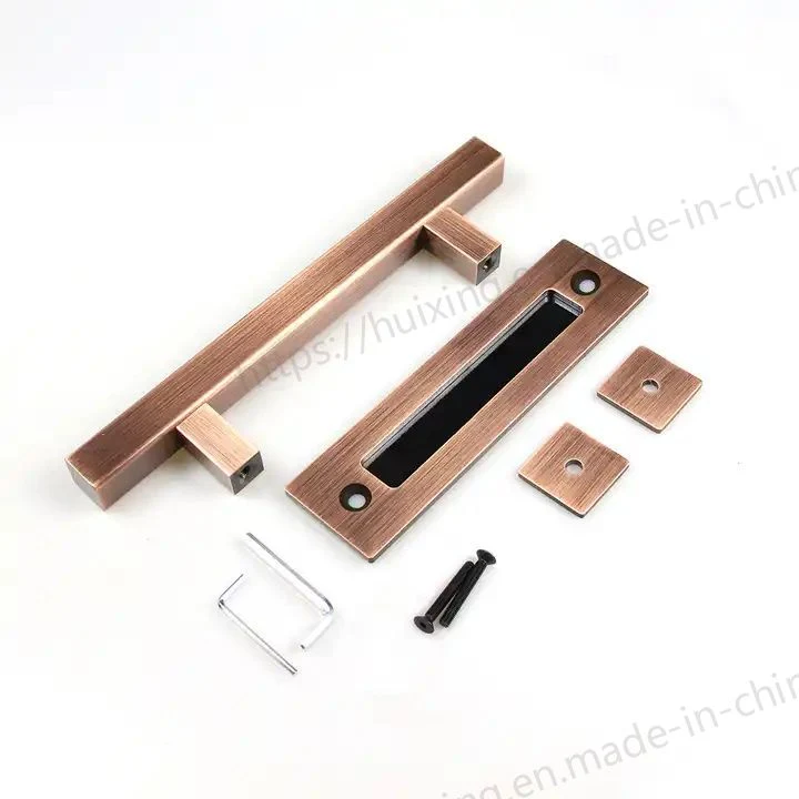 High Quality Custom Design Bronze Square Tube Antique Copper Barn Door Hardware Handle Modern