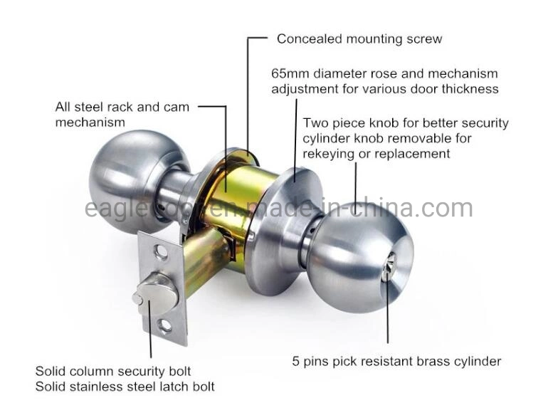 Hot Sale Stainless Steel High Security Interior Room Tubular Keyed Entry Door Knob Lock