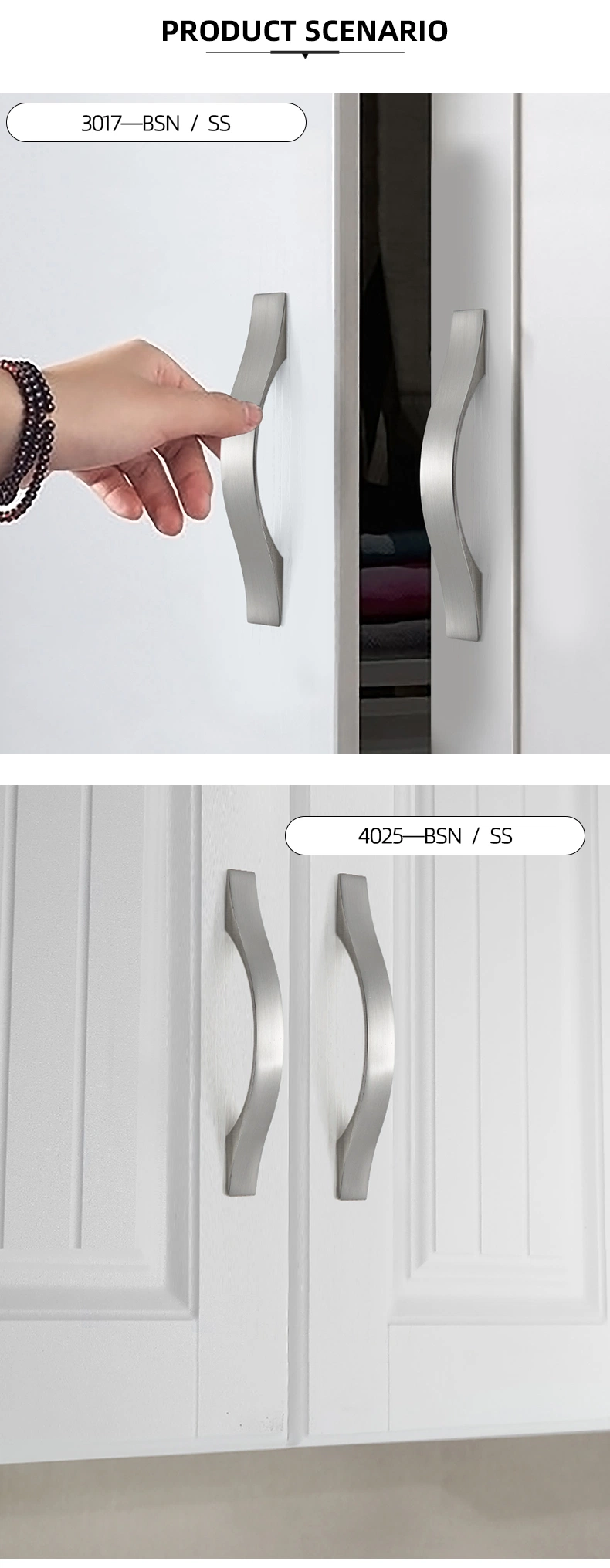 Drawer Bright Brushed Nickel Aluminium Kitchen Cabinets Door Pull Handle Cabinet Handles Cabinet Pulls and Knobs