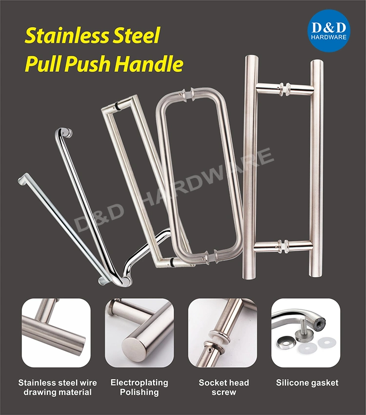 Stainless Steel Glass Door Accessories Satin Finish Mitred Door Pull