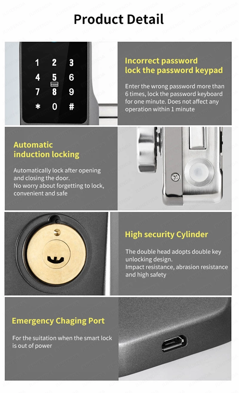 Ttlock Smart Door Lock Outdoor Tuya WiFi Fingerprint Lock Double Side Digital Code IC Card APP Electronic Apartment Gate Lock