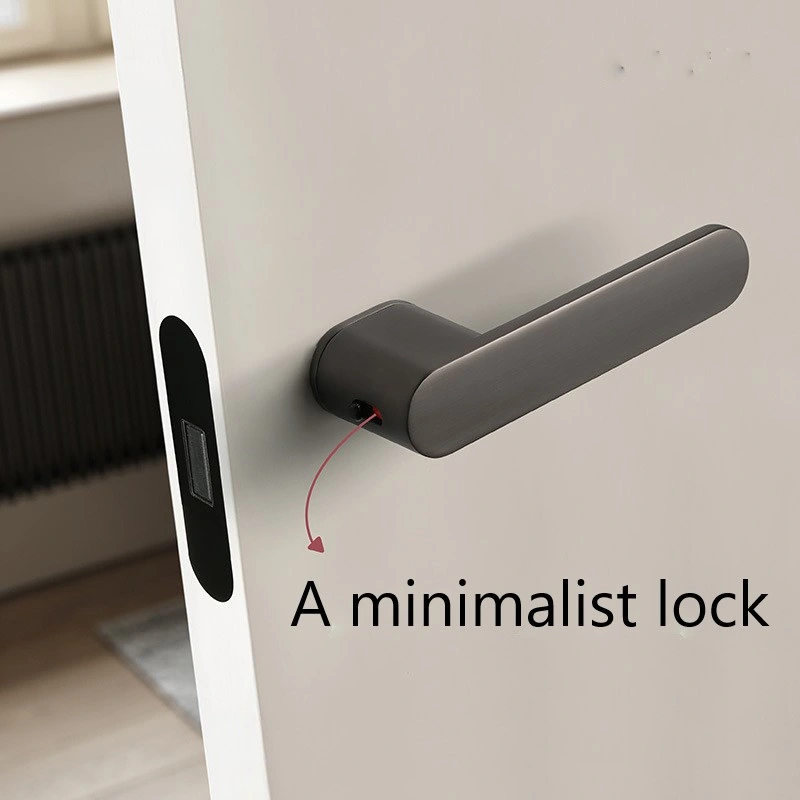 Modern Minimalist Luxury Door Handle One Word Silent Bedroom Door Lock Zinc Alloy Black Door Handle