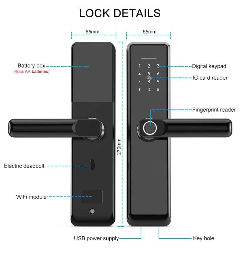 Good Quality Smart Handle Lock Fingerprint Digital Lock for House