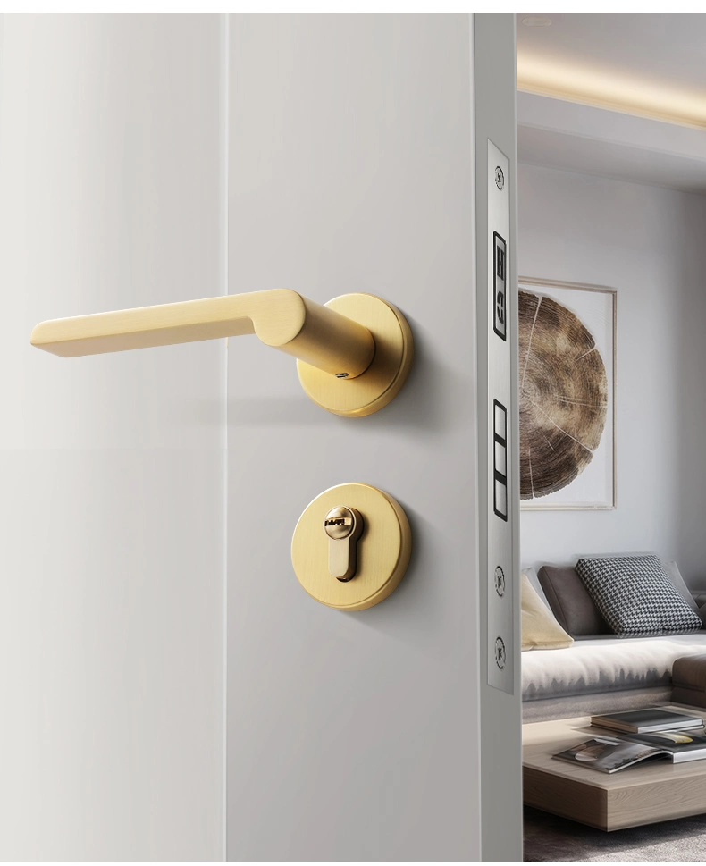 Modern Brushed Gold Aluminum Door to Home Lock