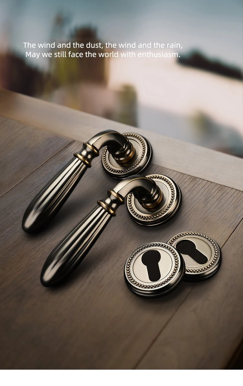 Wholesale Vintage Style Bedroom Zinc Alloy Round Door Handle Interior Wooden Door Room Door Lock Set